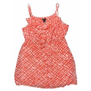 Lane Bryant Dress Sleeveless A-Line Knee Length Ruffle Detail Sheer Orange 2X